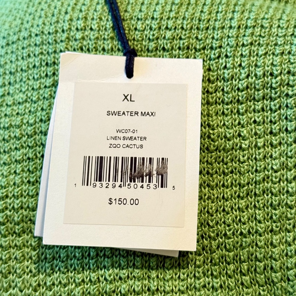 100% Linen NWT XL Onia Open-back Crochet-knit Linen Midi Dress - Picture 2 of 7